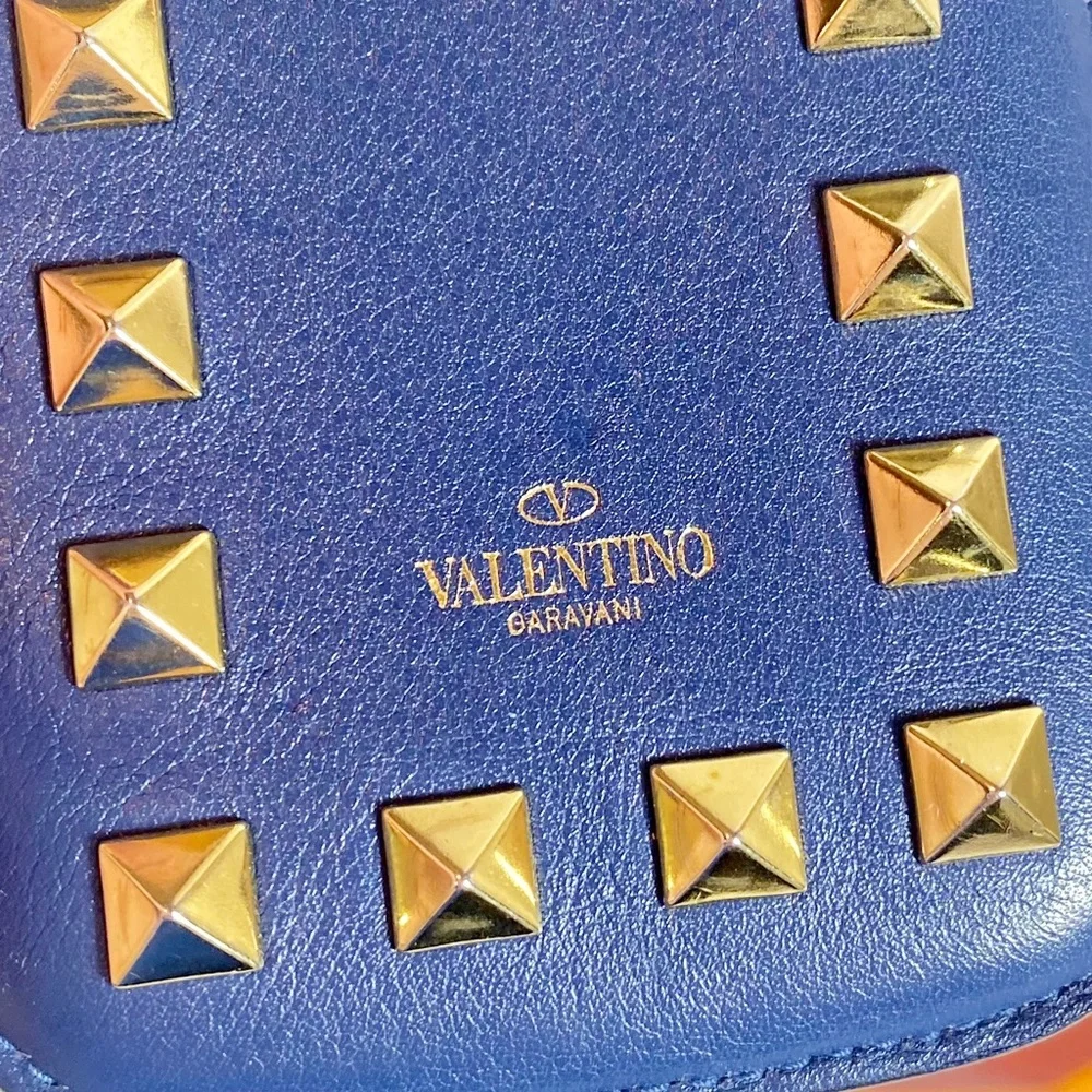 Valentino Garavani Navy Rockstud Cardholder